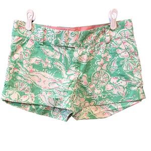 Lilly Pulitzer Barclay Shorts Size 4 Green Pink White Print Summer Beach